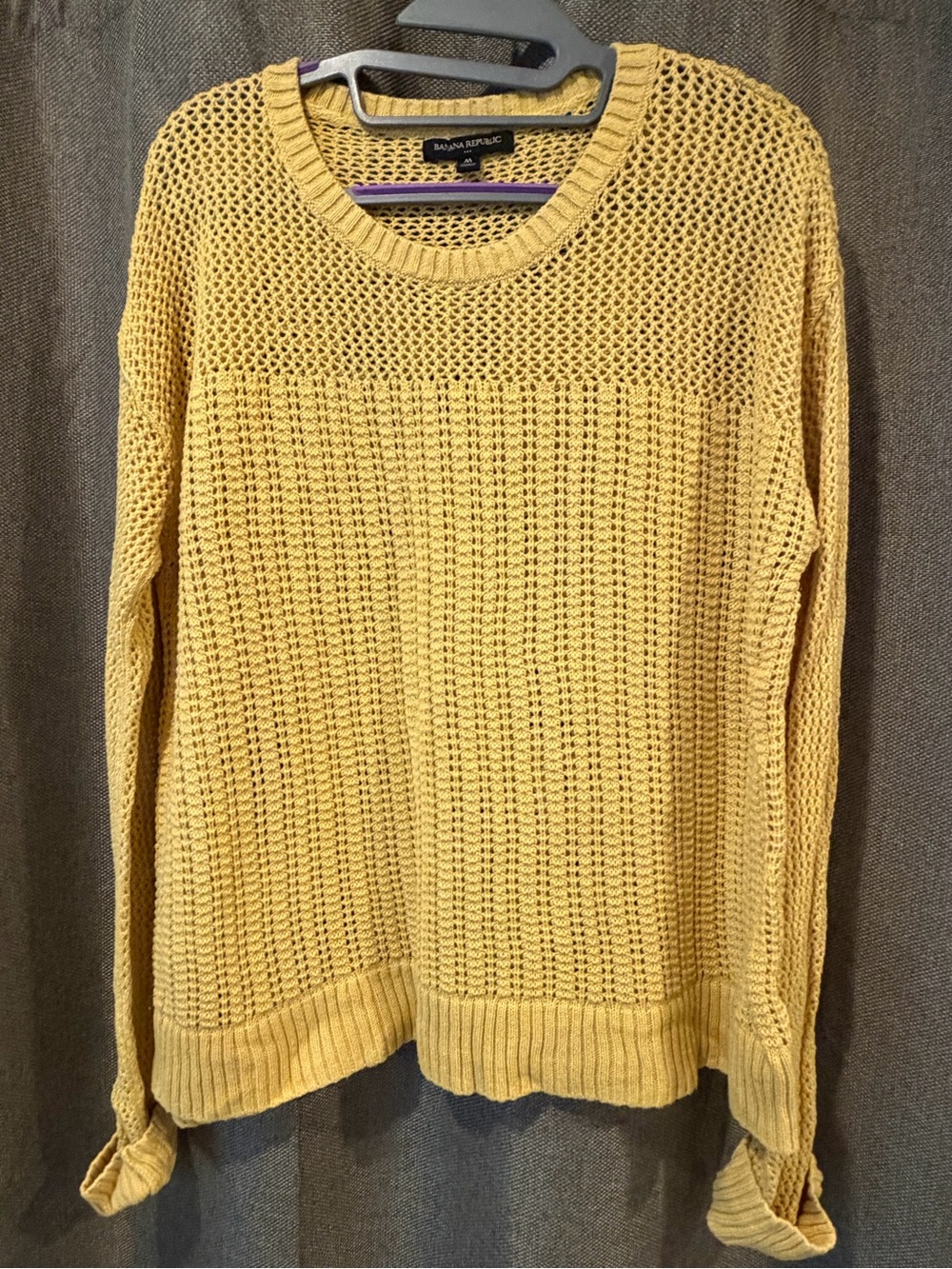 Banana Republic Women's Sunshine Yellow Open-Knit Crewneck Sweater